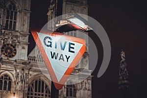 Give Way traffic warning sign