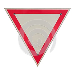 give way (yield) sign isolated over white
