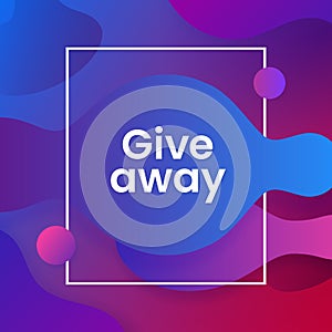 Giveaway background for social media poster template design with fluid element and box frame vector illustration