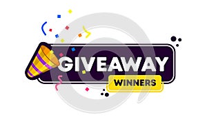 Giveaway banner. Post template. Enter to win. Social media poster. Vector EPS 10. Isolated on white background