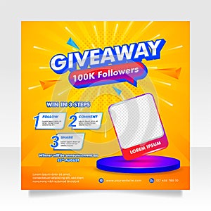 Giveaway contest social media post banner template