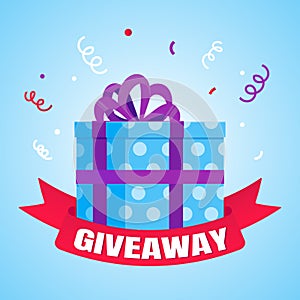 Giveaway gift concept for winners in social medias flat style design vector illustration