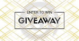 Giveaway luxury vector banner. Enter to win. Golden hatch pattern background
