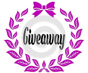 GIVEAWAY with pink laurels ribbon and bow.