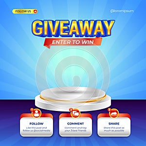 Giveaway steps for social media contest design concept template