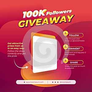 Giveaway steps for social media contest design concept template