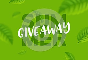 Giveaway summer vector background. Give away freebie contest summer tropical design