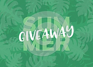 Giveaway summer vector background. Give away freebie contest summer tropical design photo