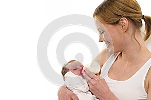 Giving mother with infant, bottle