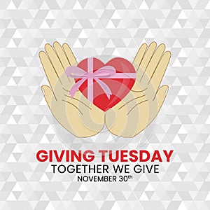 Giving Tuesday background design with hands giving a gift