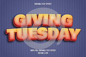Giving Tuesday editable text effect cartoon style