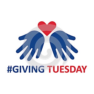 Giving Tuesday. Helping hand with heart shape