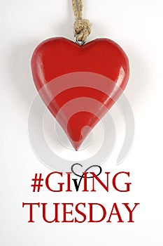 #Giving Tuesday with red heart on white - veritcal.