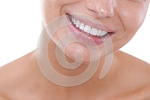 Giving you a closeup dental smile. Cropped shot a young womans mouth while smiling.