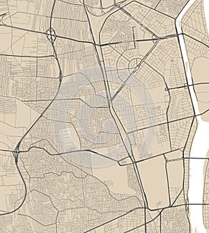 Giza map, Egypt. City map, vector streetmap