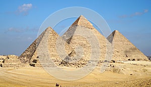 Giza Pyramid Complex. Giza Necropolis in Cairo Egypt.