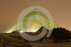 Giza Pyramid and Sphinx Light Show at Night - Cairo, Egypt