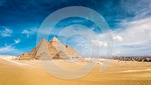 Giza Pyramids With Cairo Skyline 