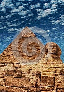 Giza pyramids complex and great Sphinx in Egypt