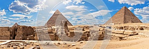 Giza Pyramids and the Sphinx, beautiful Egyptian panorama