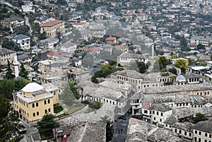 Gjirokaster town balkan ottoman architecture view in southern al