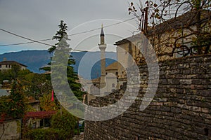 GJIROKASTRA, ALBANIA: Old mosque in the center of historical town Gjirokastra.