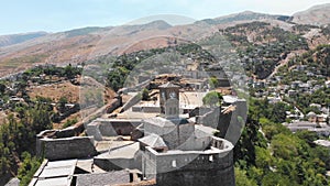 Gjirokastra Castle Albania drone view