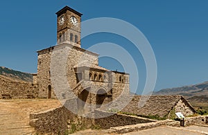 Gjirokastra castle with Clock tower in Gjirokaster, Albania