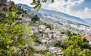 Gjirokastra Town Cityscape Top View from Castle Albania