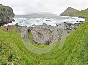 Gjógv - a village of Eysturoy, in the Faroe Islands .