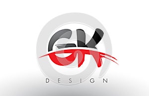 GK G K Brush Logo Letters with Red and Black Swoosh Brush Front photo