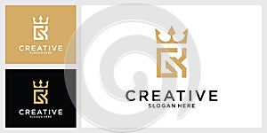 GK or KG initial letter logo design with crown icon vector photo