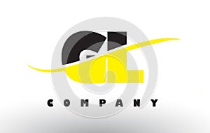 GL G L Black and Yellow Letter Logo with Swoosh.