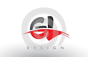 GL G L Brush Logo Letters with Red and Black Swoosh Brush Front