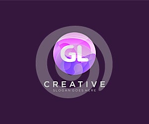 GL initial logo With Colorful Circle template vector