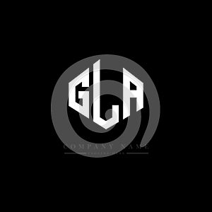 GLA letter logo design with polygon shape. GLA polygon and cube shape logo design. GLA hexagon vector logo template white and
