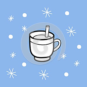 Glace Christmas card vector color. hot winter drink