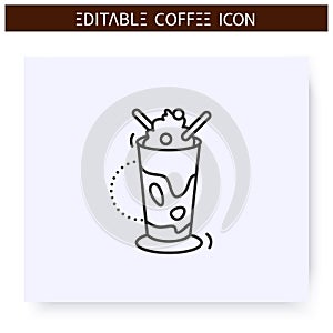 Glace coffee line icon. Editable illustration