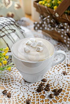 Glace coffee with marshmallows