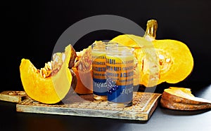 Glaces of fresh pumpkin juice photo