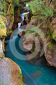 Glacial Blue Water Rushing Through Avalanche Gorge photo