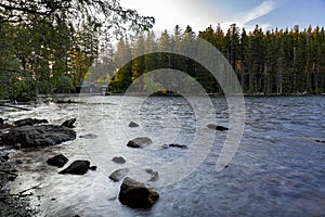 Glacial Devil`s Lake in the National park Sumava,Czech republic