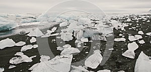 Glacial ice melting on mountais cervino of iceland photo