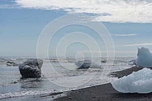 Glacial ice on shore