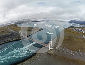 Glacial Lagoon, Iceland, Aerial Panorama
