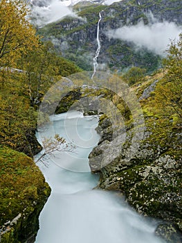 Glacial river and waterfall