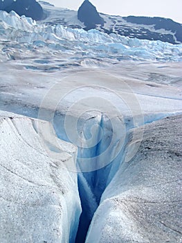 Glacial stream and crevasse. photo