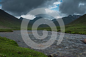 Glacial stream running through the mountains