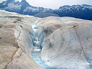 Glacial stream and waterfall photo