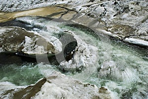 Glacial streams on a mountain glacier.